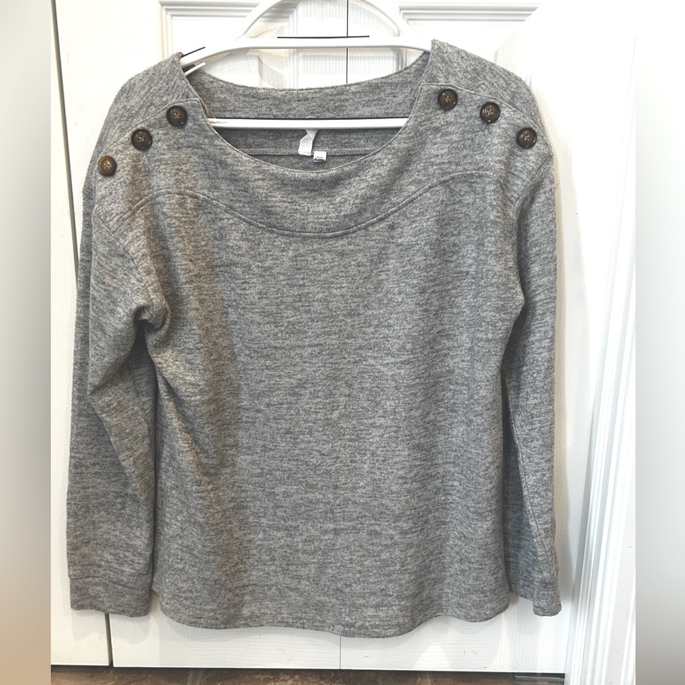 Gray Sweater with Button Accents